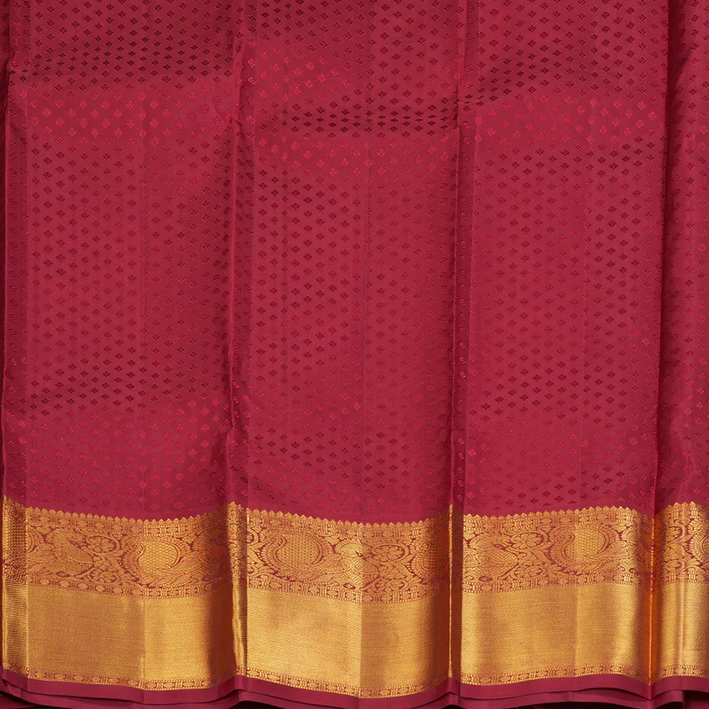 Hayagrivas Handloom Off-White Kanjivaram Silk Saree with Maroon Border KSBE83A1-1 - Image 7