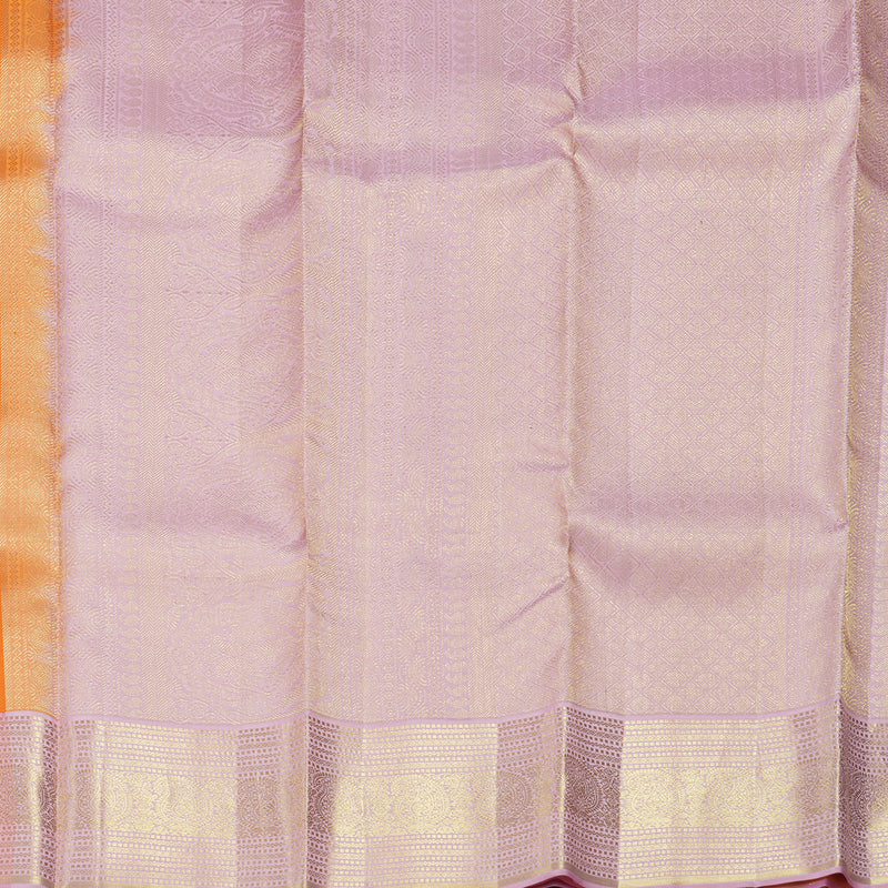 Hayagrivas Handloom Orange Kanjivaram Silk Saree with Baby Pink Border SSCBF59E14-1 - Image 4