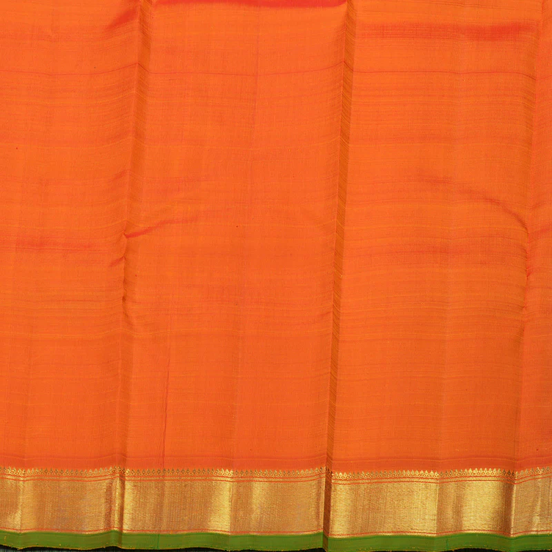 Hayagrivas Handloom Orange Kanjivaram Silk Saree with Green Selvedge KBE1634K2-1 - Image 8