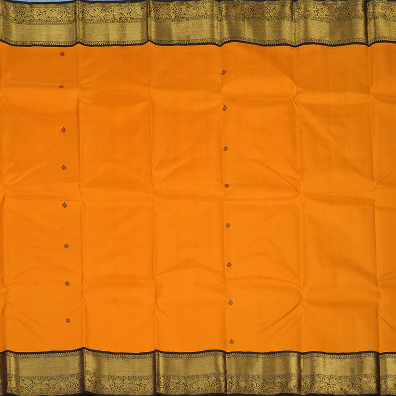 Hayagrivas Handloom Orange Kanjivaram Silk Saree with Kanchana Brown Border KBE2518C1-2 - Image 5
