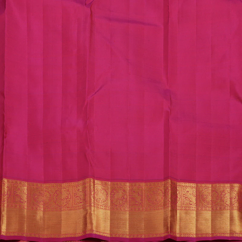 Hayagrivas Handloom Orange Kanjivaram Silk Saree with Magenta Border KBF4D6-1 - Image 7
