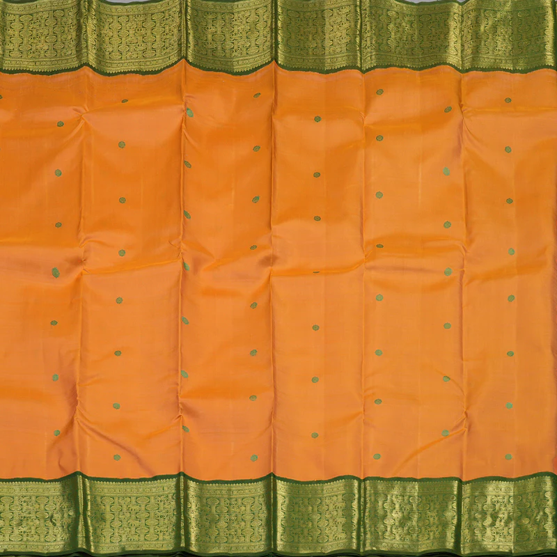 Hayagrivas Handloom Orange Kanjivaram Silk Saree with Mehandi Green Border BE692-SBS  KBEL692C1-1 - Image 5