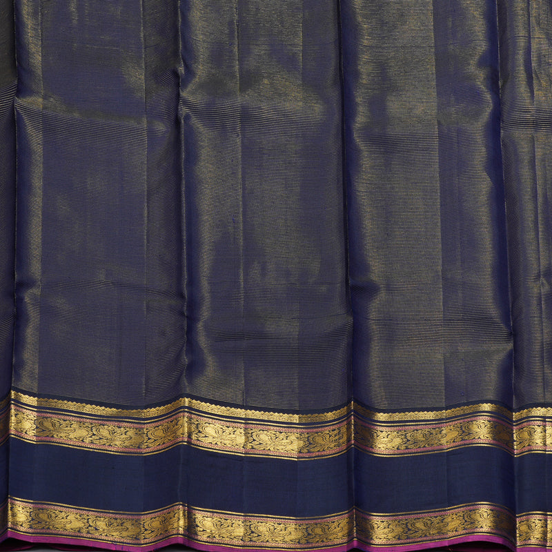 Hayagrivas Handloom Orange Kanjivaram Silk Saree with Navy Blue Border KBF309E9-1 - Image 5