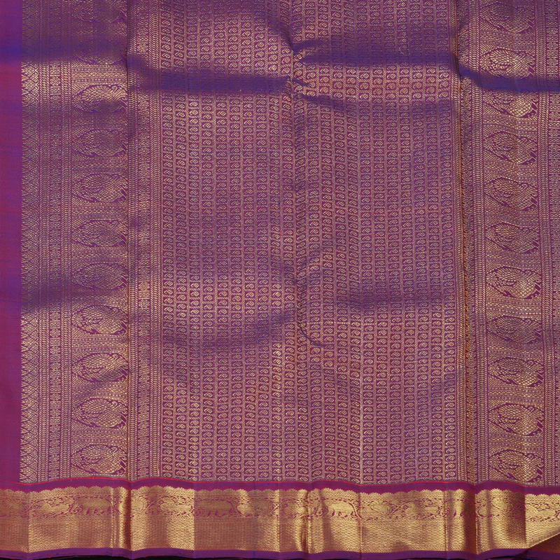 Hayagrivas Handloom Orange Kanjivaram Silk Saree with Purple Border BF15-SBS KBFL15D1-1 - Image 6