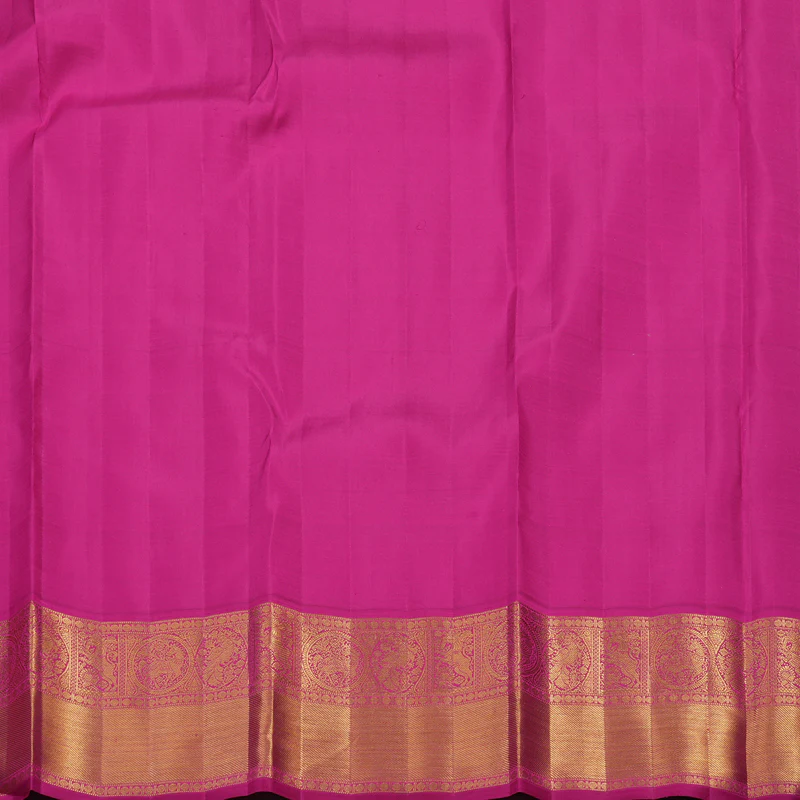 Hayagrivas Handloom Orange Kanjivaram Silk Saree with Rani Pink Border KBF95D6-1 - Image 7
