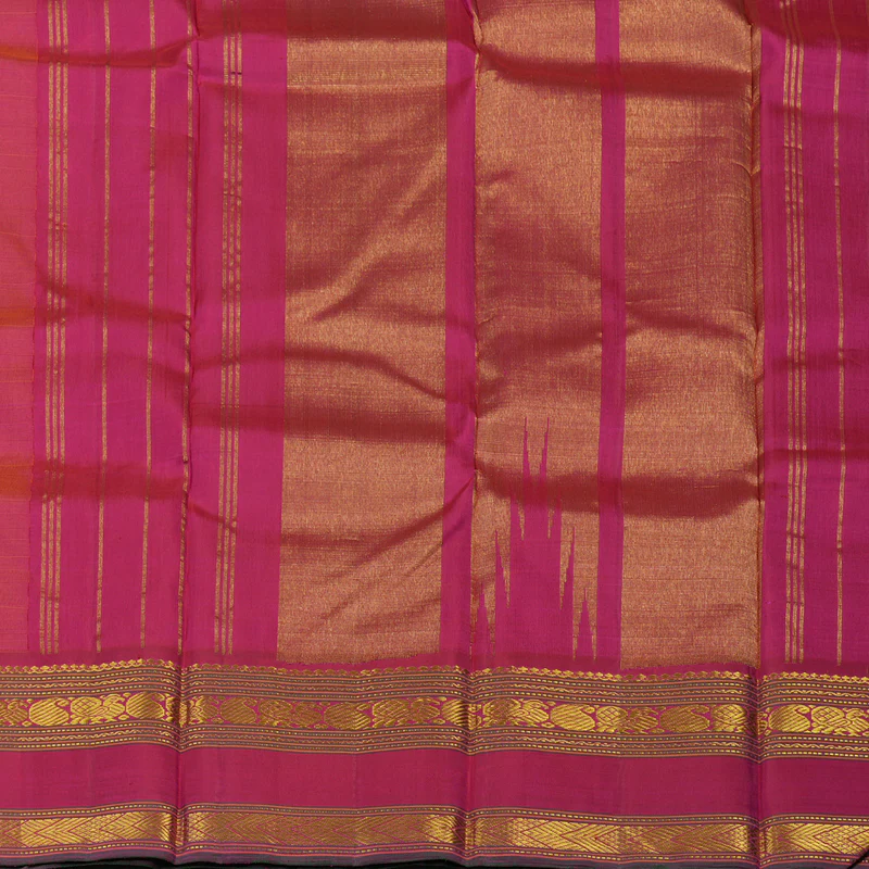 Hayagrivas Handloom Orange & Pink (Carpet Checks) Kanjivaram Silk Saree KBE2472C2-1 - Image 6