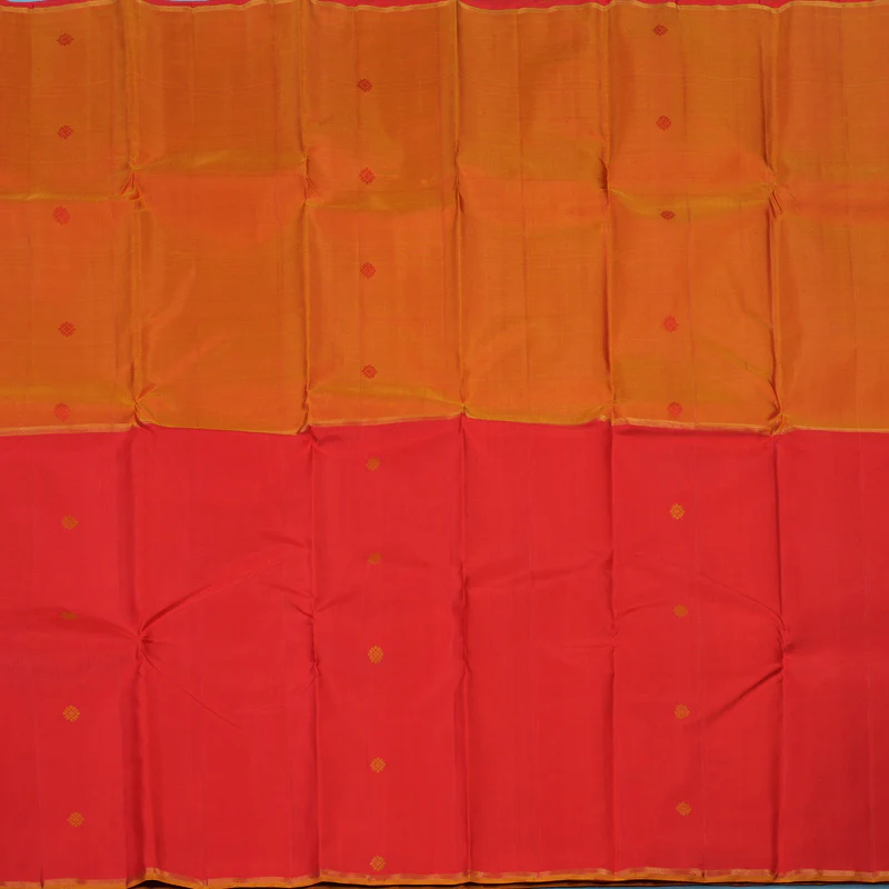 Hayagrivas Handloom Orange & Red Kanjivaram Silk Saree KBE2337B2-2 - Image 4