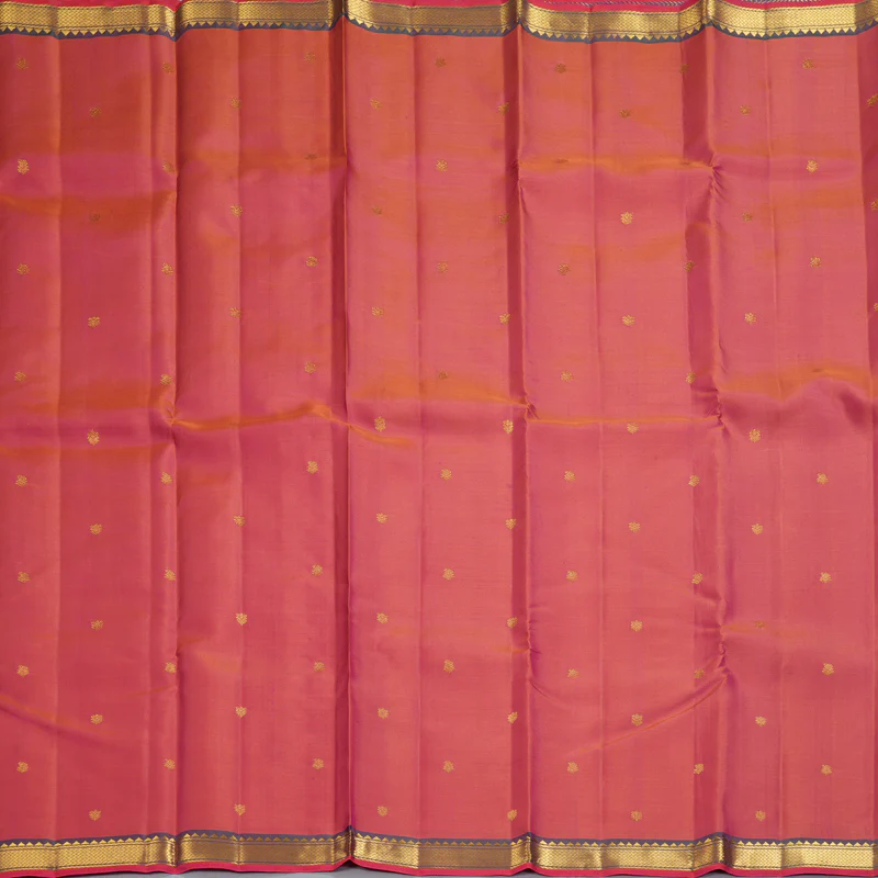 Hayagrivas Handloom Orangish-Pink Kanjivaram Silk Saree KBF290E1-1 - Image 3