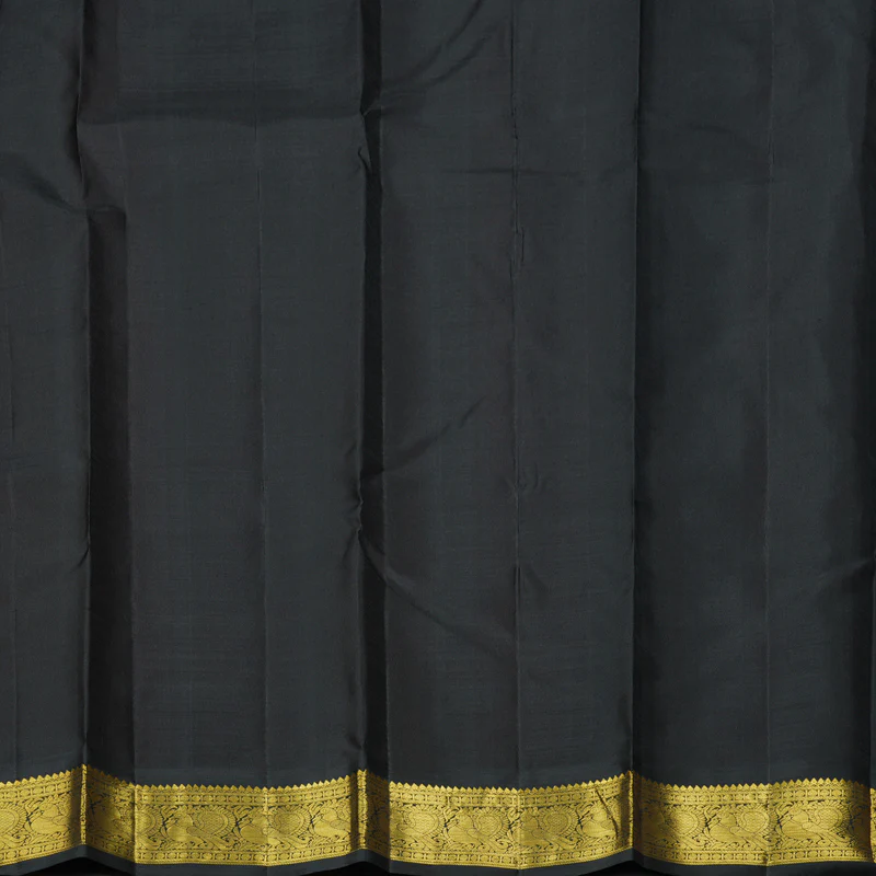 Hayagrivas Handloom Orangish-Pink Kanjivaram Silk Saree with Black Border KBF295E5-2 - Image 6