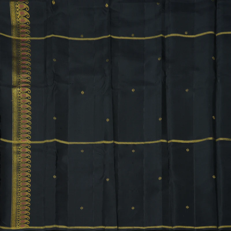 Hayagrivas Handloom Parrot Green Kanjivaram Silk Saree with Black Border KBF361F4-1 - Image 6