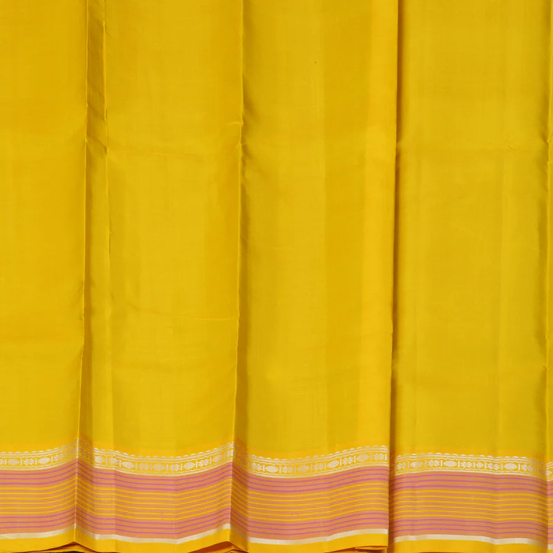 Hayagrivas Handloom Parrot Green Kanjivaram Silk Saree with Yellow Border KBF224E2-1 - Image 6