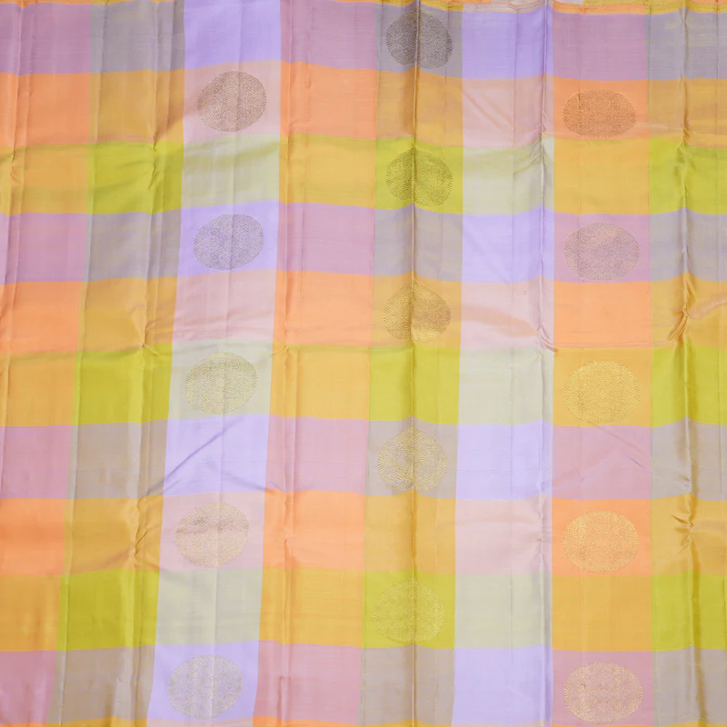 Hayagrivas Handloom Pastel Checks Kanjivaram Silk Saree KBFL151F1-1-SBS - Image 3