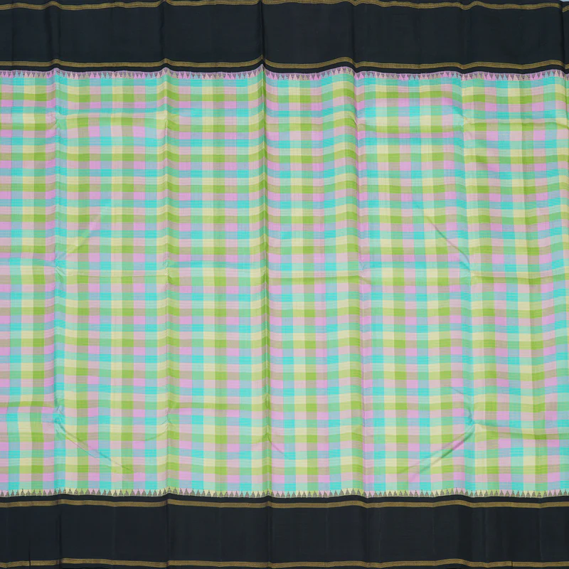 Hayagrivas Handloom Pastel Checks Kanjivaram Silk Saree with Kanchana Brown Border KBE2427C3-1 - Image 5
