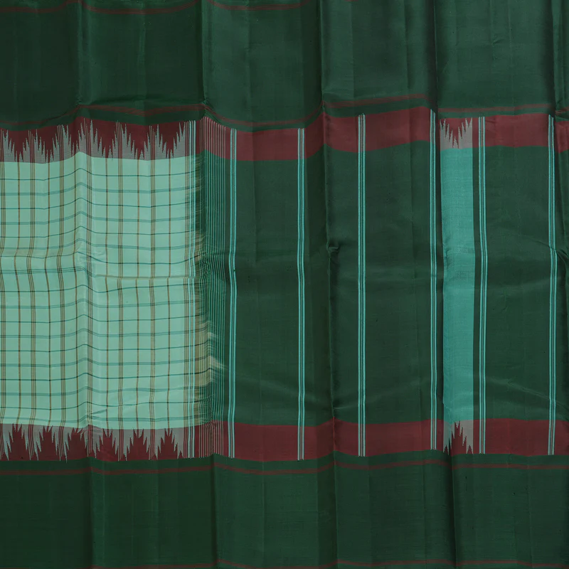 Hayagrivas Handloom Pastel Green Kanjivaram Silk Saree with Bottle Green Border KBF403F6-3 - Image 4