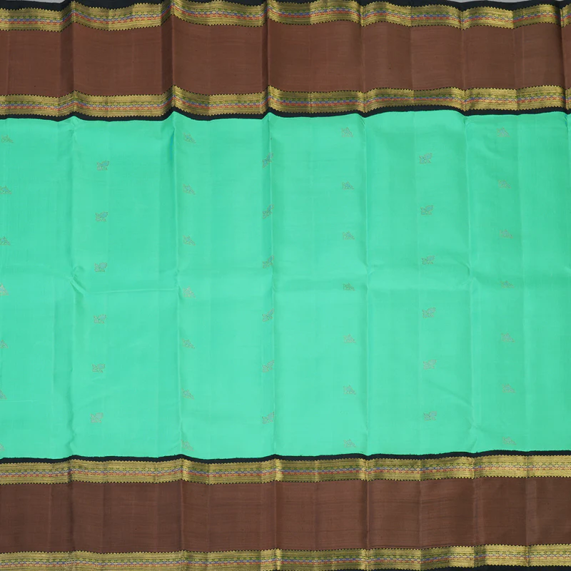 Hayagrivas Handloom Pastel Green Kanjivaram Silk Saree with Brown Border BF85-SBS KBFL85D1-1 - Image 4