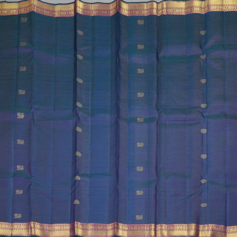 Hayagrivas Handloom Peacock Blue Kanjivaram Silk Saree with Purple Border KBF27D2-1 - Image 5
