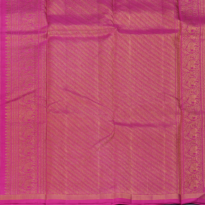 Hayagrivas Handloom Peacock Blue Kanjivaram Silk Saree with Rani Pink Border KBF157D1-1 - Image 6