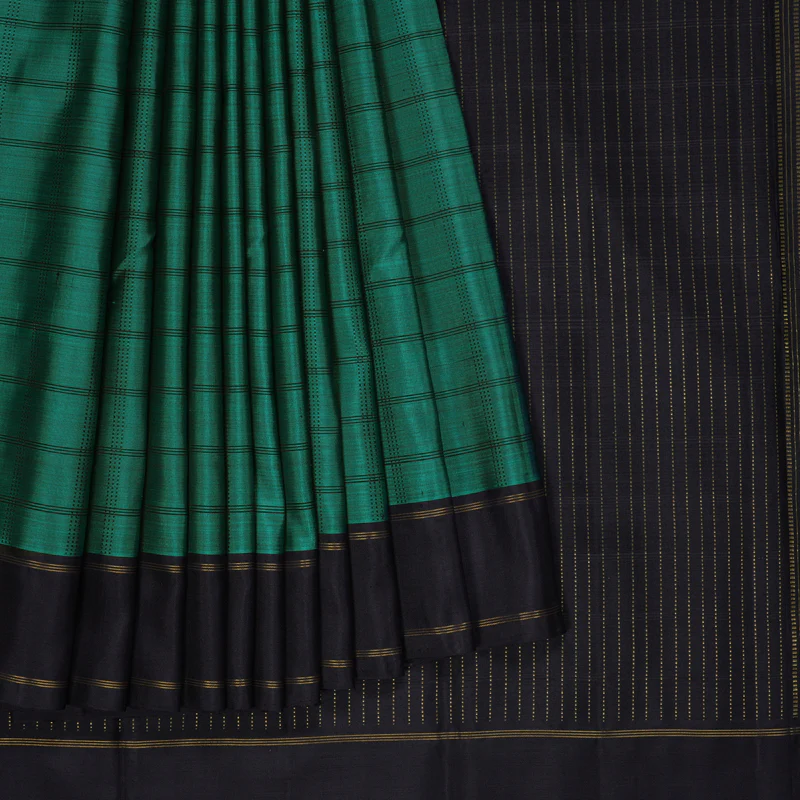 Hayagrivas Handloom Peacock Green Kanjivaram Silk Saree with Deep Nagapazham Border KBF325E6-1