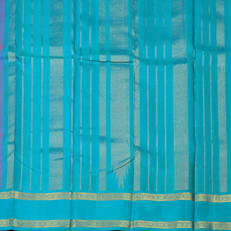 Hayagrivas Handloom Pink Kanjivaram Silk Saree with Aqua Blue Border BBD1273K1-5 - Image 6
