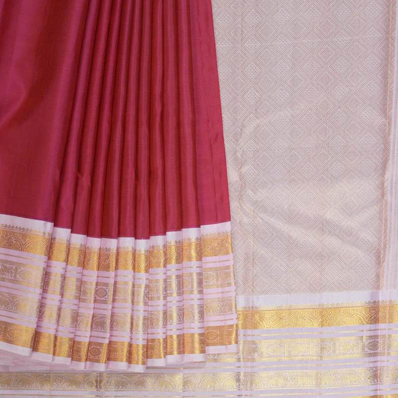Hayagrivas Handloom Pink Kanjivaram Silk Saree with Baby Pink Border KBE1911L7-2