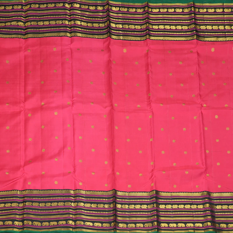 Hayagrivas Handloom Pink Kanjivaram Silk Saree with Black Border KBE2534C7-1 - Image 3