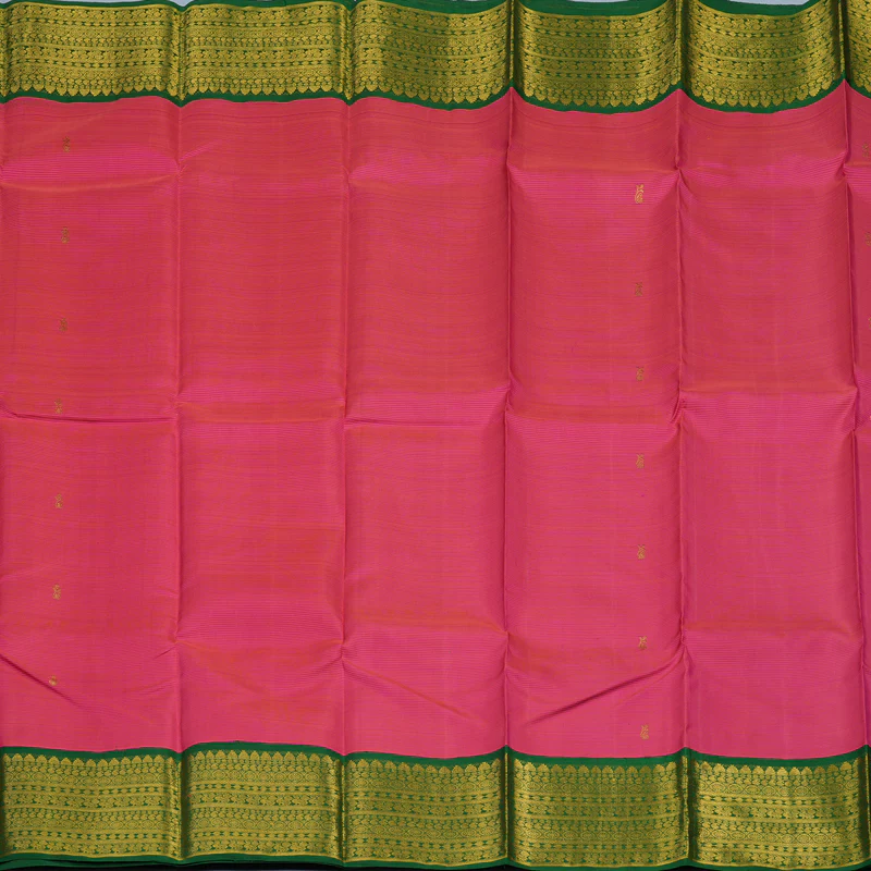 Hayagrivas Handloom Pink Kanjivaram Silk Saree with Dark Green Border KSBE12I7-2 - Image 4