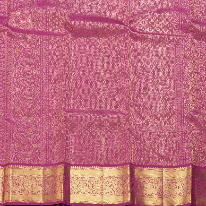 Hayagrivas Handloom Pink Kanjivaram Silk Saree with Purple Border KBF228E5-1 - Image 5