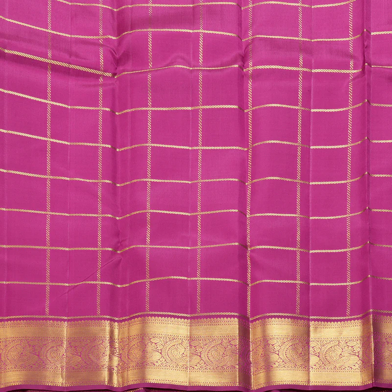 Hayagrivas Handloom Pink Kanjivaram Silk Saree with Purple Border KBF228E5-1 - Image 6