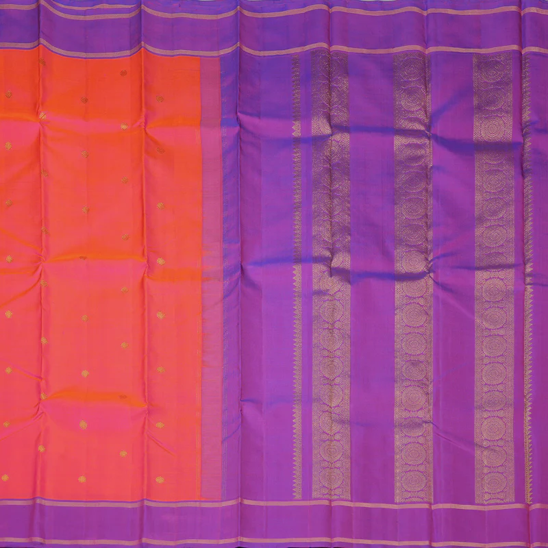 Hayagrivas Handloom Pink Kanjivaram Silk Saree with Purple Border KBF264E1-1 - Image 4