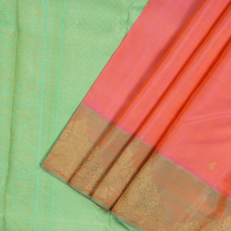 Hayagrivas Handloom Pink Kanjivaram Silk Saree with Sea Green Border BE697-SBS  KBEL697C1-1 - Image 4