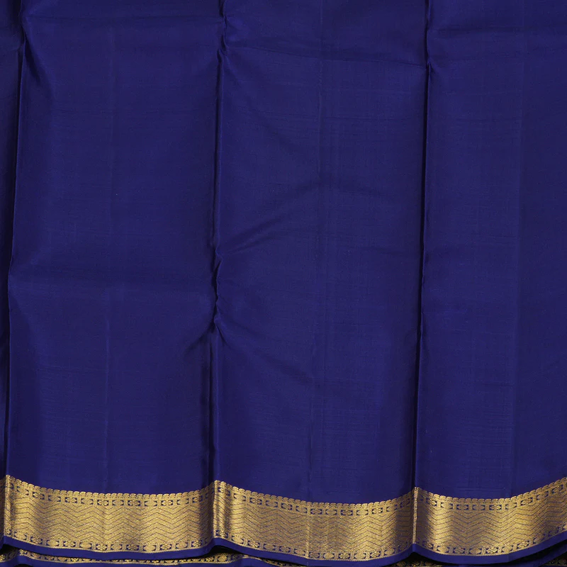 Hayagrivas Handloom Pinkish-Orange Kanjivaram Silk Saree with Dark Blue Border KBF246E1-11 - Image 7