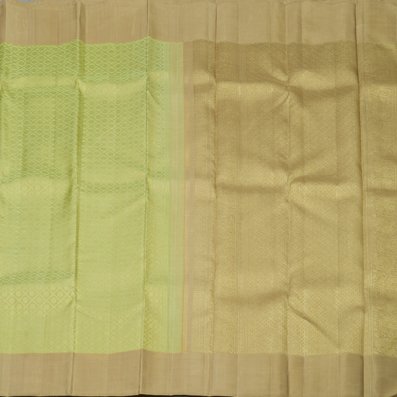 Hayagrivas Handloom Pista Green Kanjivaram Silk Saree with Khaki Brown Border KBF128D24-1 - Image 6