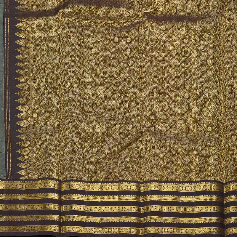 Hayagrivas Handloom Pista Green Kanjivaram Silk Saree with Midnight Blue Border KBF325E2-2 - Image 5