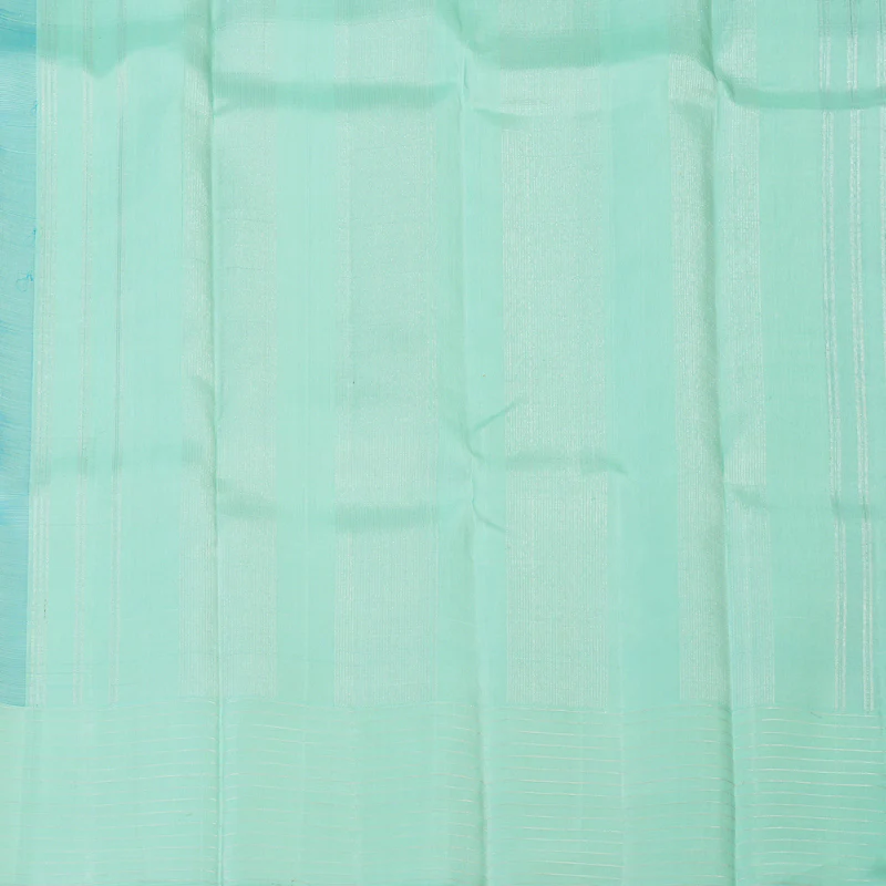 Hayagrivas Handloom Powder Blue Kanjivaram Silk Saree with Pastel Green Border KBE1086I3-1 - Image 5