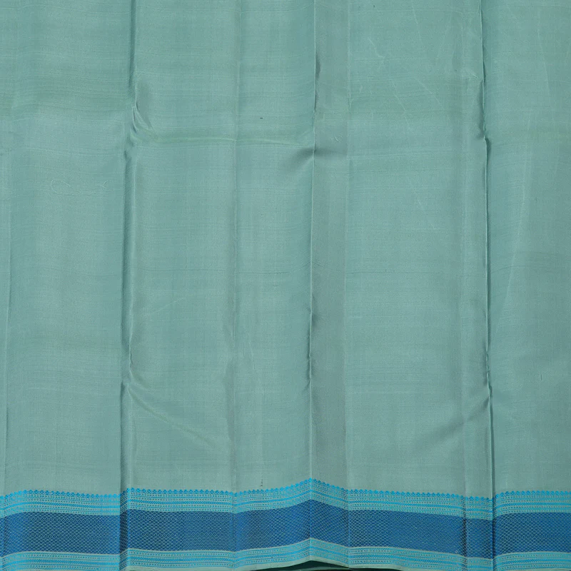 Hayagrivas Handloom Powder Blue Kanjivaram Silk Saree with Pastel Green Border KBE2345B14-1 - Image 8