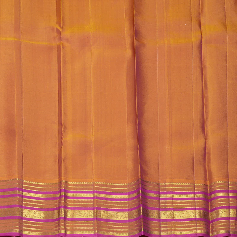 Hayagrivas Handloom Powder Green Kanjivaram Silk Saree with Magenta-Pink Border KBF310E11-1 - Image 6