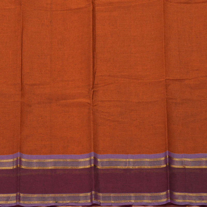 Hayagrivas Handloom Pure Cotton Saree in Peach Orange with Rust Orange HBE87D1-25 - Image 4