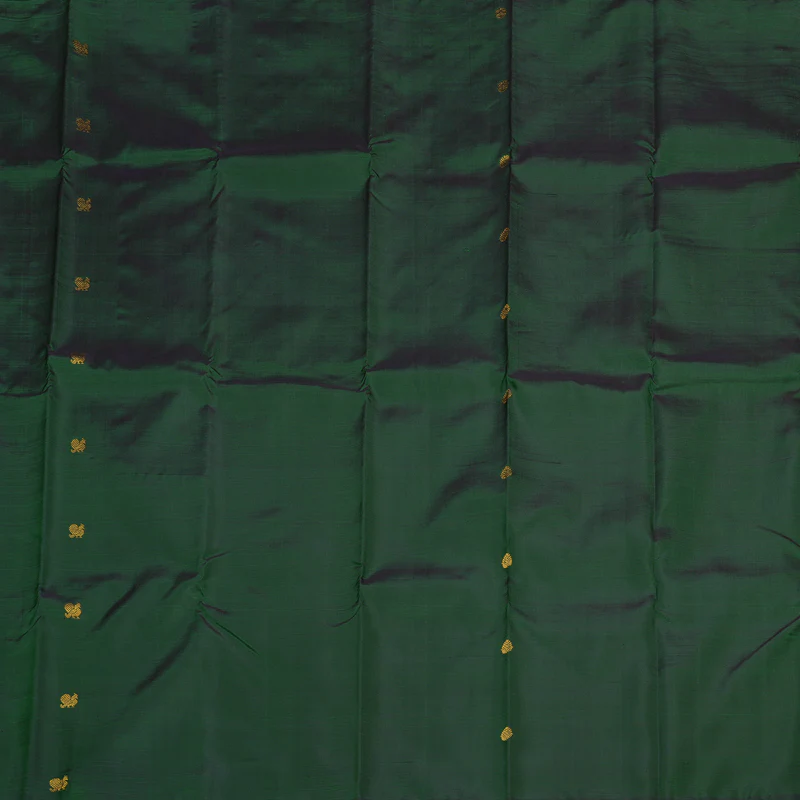 Hayagrivas Handloom Pure Kanjivaram Silk Saree in Captivating Bottle Green KBE414E4-1 - Image 4