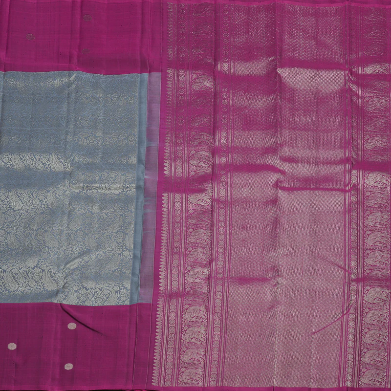Hayagrivas Handloom Pure Kanjivaram Silk Saree in Enchanting Dark Grey KBE384E25-1 - Image 5