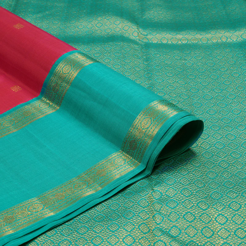 Hayagrivas Handloom Pure Kanjivaram Silk Saree in Lively Reddish Pink KBE395E1-2 - Image 3