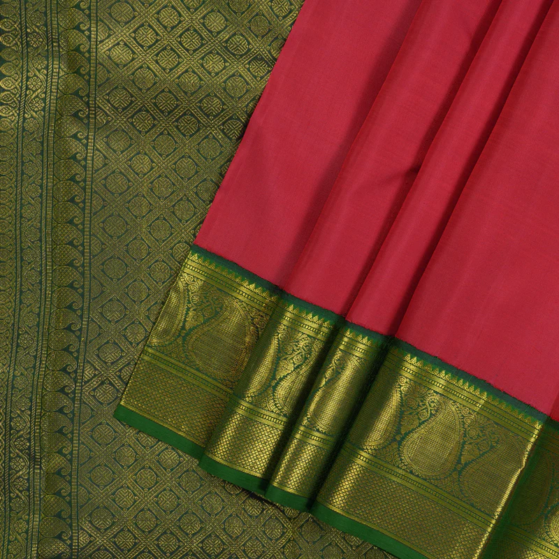 Hayagrivas Handloom Pure Kanjivaram Silk Saree in Majestic Red KBE793H4-2 - Image 4
