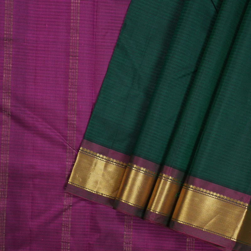 Hayagrivas Handloom Pure Kanjivaram Silk Saree in Refreshing Bottle Green KBE564F1-31 - Image 2