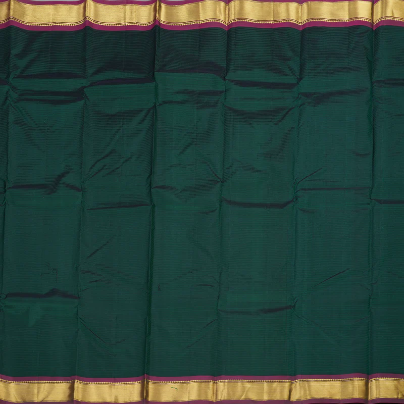 Hayagrivas Handloom Pure Kanjivaram Silk Saree in Refreshing Bottle Green KBE564F1-31 - Image 3