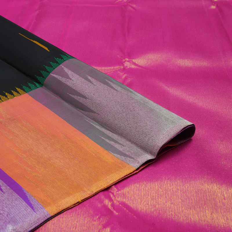 Hayagrivas Handloom Pure Kanjivaram Silk Saree in Regal Black KBE922H1-1 - Image 3