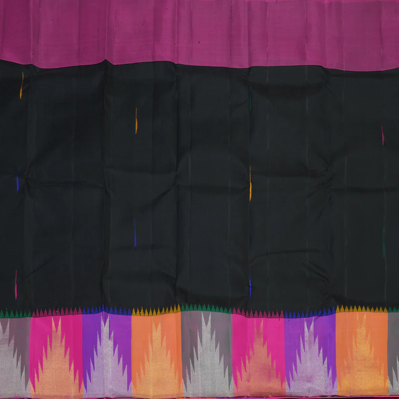 Hayagrivas Handloom Pure Kanjivaram Silk Saree in Regal Black KBE922H1-1 - Image 4
