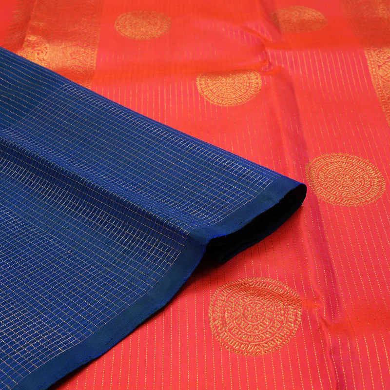 Hayagrivas Handloom Pure Kanjivaram Silk Saree in Regal Blue KBE376E10-2 - Image 3