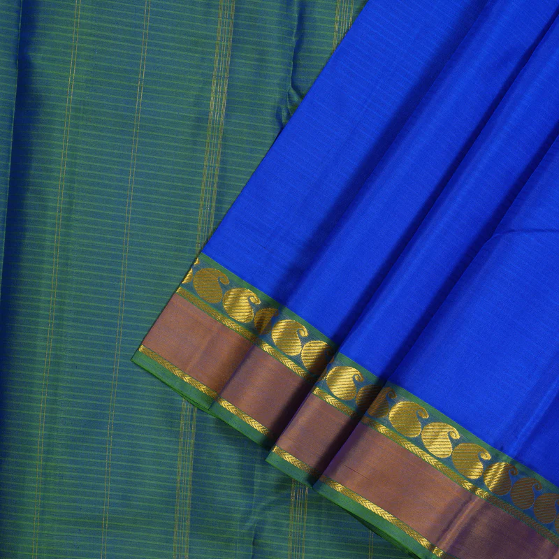 Hayagrivas Handloom Pure Kanjivaram Silk Saree in Stunning Blue KBE563F1-17 - Image 2