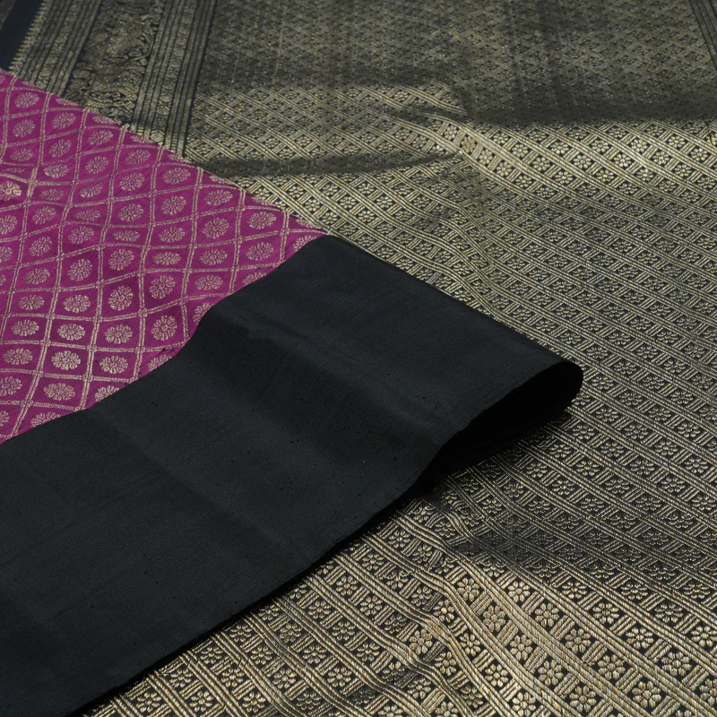 Hayagrivas Handloom Pure Plum Purple Kanjivaram Silk Saree with Black Border KBE736G13-1 - Image 3