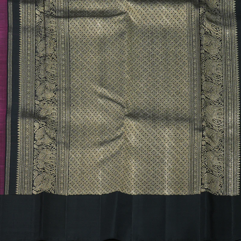 Hayagrivas Handloom Pure Plum Purple Kanjivaram Silk Saree with Black Border KBE736G13-1 - Image 6