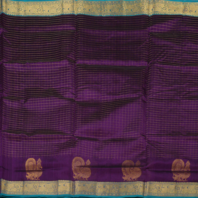 Hayagrivas Handloom Pure Silk Cotton Saree in Attractive Dark Purple KBE401E10-12 - Image 3